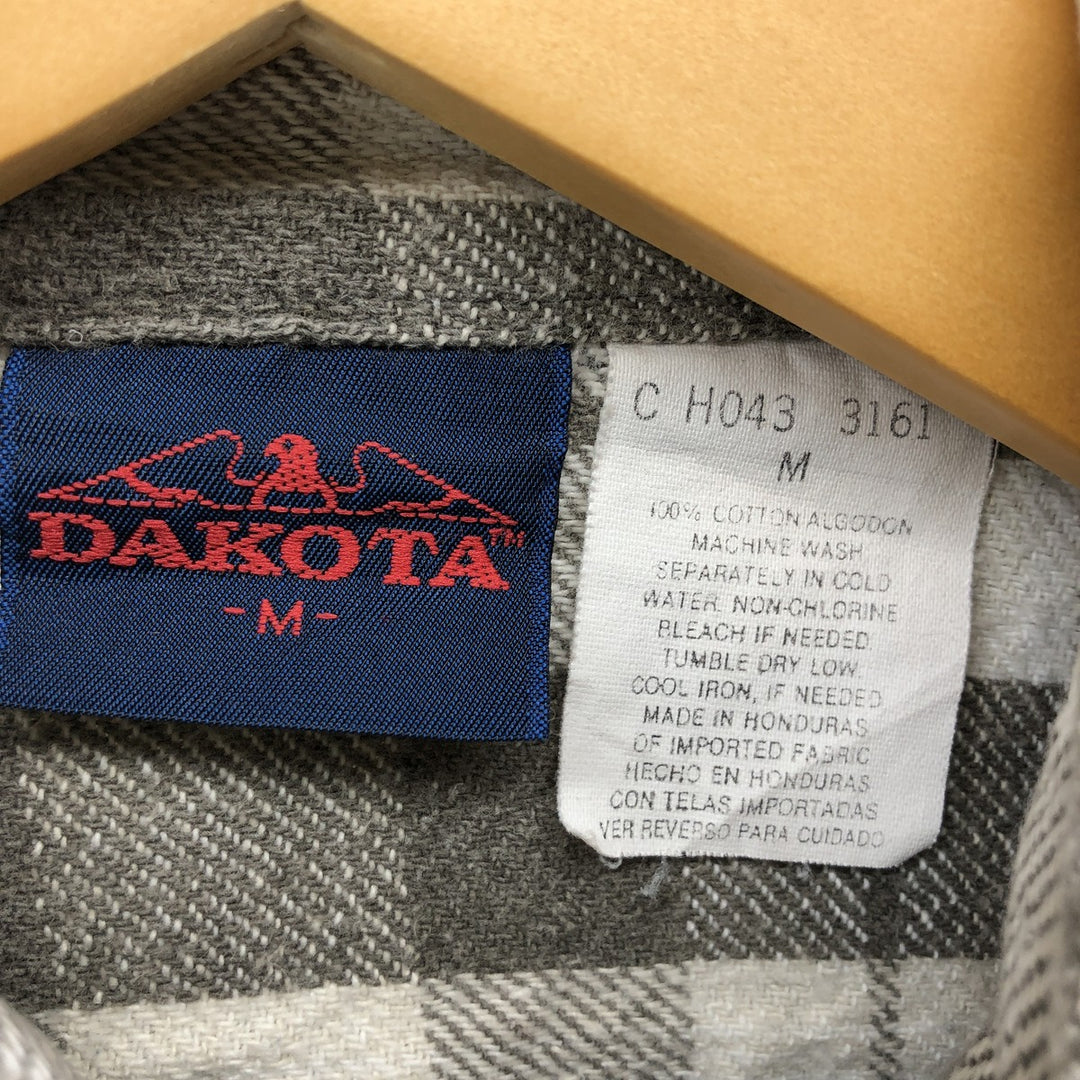 DAKOTA Long Sleeve Flannel Check Shirt, Men's Size M cotton gray type Vintage Second Hand