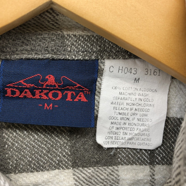 DAKOTA Long Sleeve Flannel Check Shirt, Men's Size M cotton gray type Vintage Second Hand