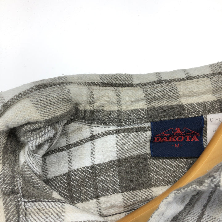 DAKOTA Long Sleeve Flannel Check Shirt, Men's Size M cotton gray type Vintage Second Hand