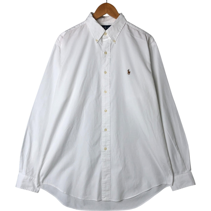 Ralph Lauren YARMOUTH long sleeve button down shirt, men's size L cotton white type Vintage Second Hand