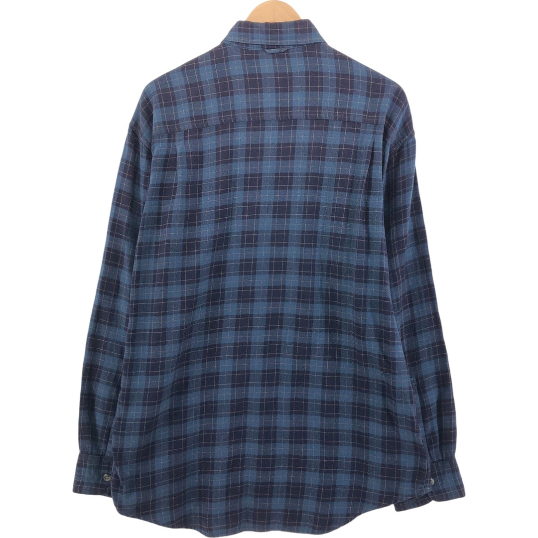 90s~00'S Vintage Timberland Long Sleeve Light Nell Check Shirt Men's M cotton blue type Vintage Second Hand