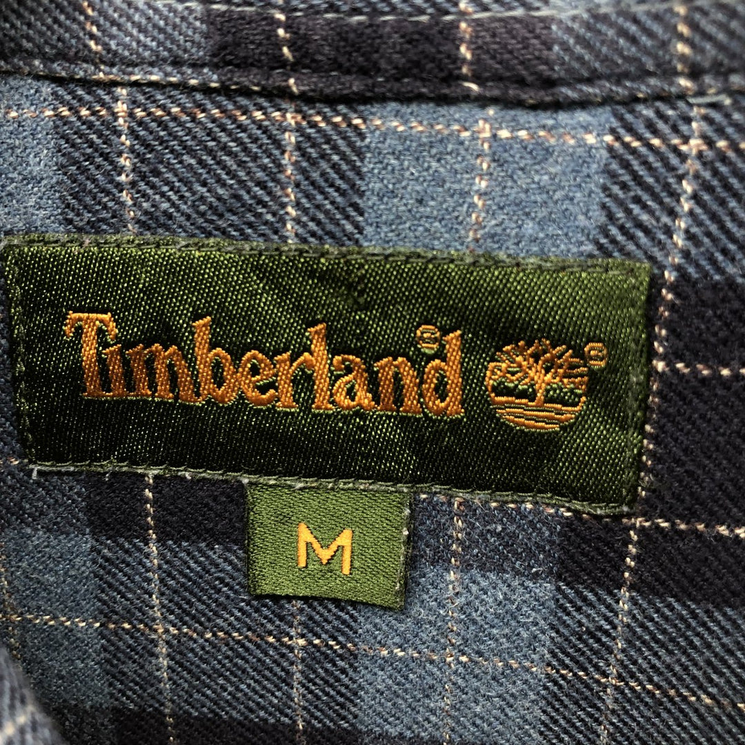 90s~00'S Vintage Timberland Long Sleeve Light Nell Check Shirt Men's M cotton blue type Vintage Second Hand