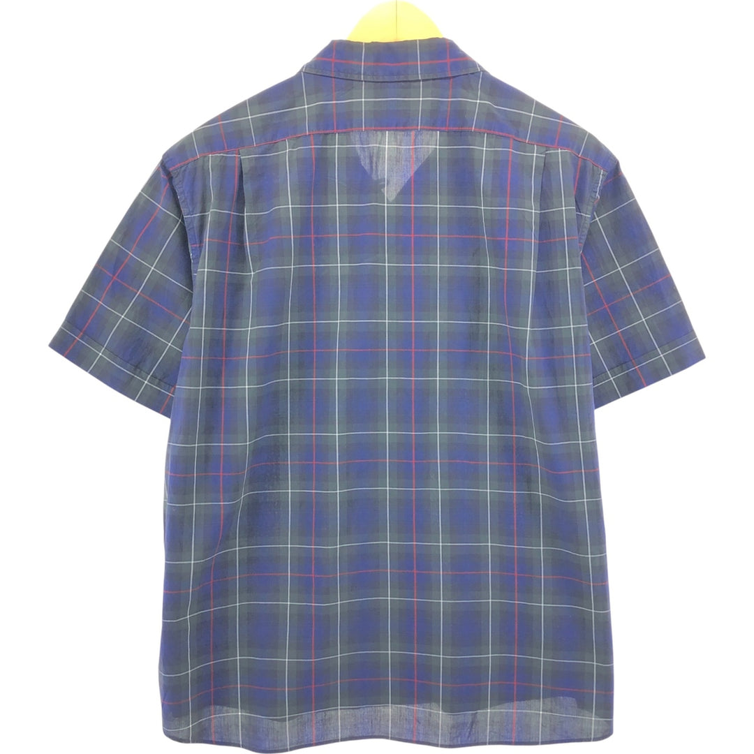 Ralph Lauren POLO by Ralph Lauren Check Pattern Short Sleeve Open Collar Cotton Shirt Men's XL cotton navy blue type Vintage Second Hand