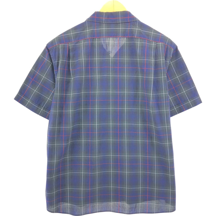 Ralph Lauren POLO by Ralph Lauren Check Pattern Short Sleeve Open Collar Cotton Shirt Men's XL cotton navy blue type Vintage Second Hand