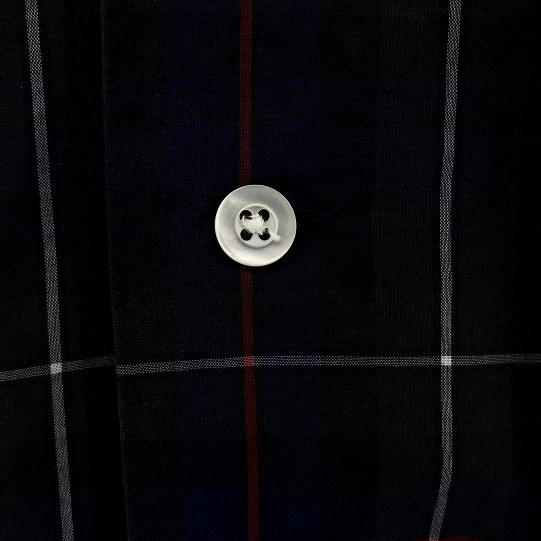 Ralph Lauren POLO by Ralph Lauren Check Pattern Short Sleeve Open Collar Cotton Shirt Men's XL cotton navy blue type Vintage Second Hand