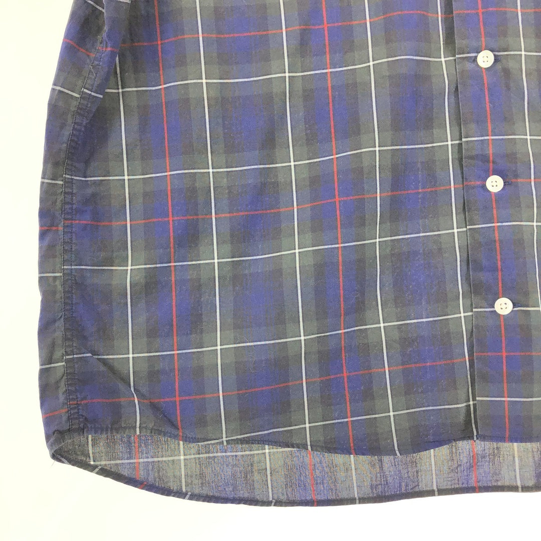 Ralph Lauren POLO by Ralph Lauren Check Pattern Short Sleeve Open Collar Cotton Shirt Men's XL cotton navy blue type Vintage Second Hand