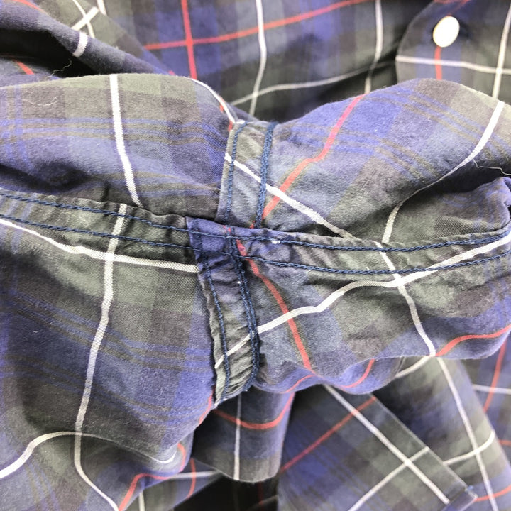 Ralph Lauren POLO by Ralph Lauren Check Pattern Short Sleeve Open Collar Cotton Shirt Men's XL cotton navy blue type Vintage Second Hand