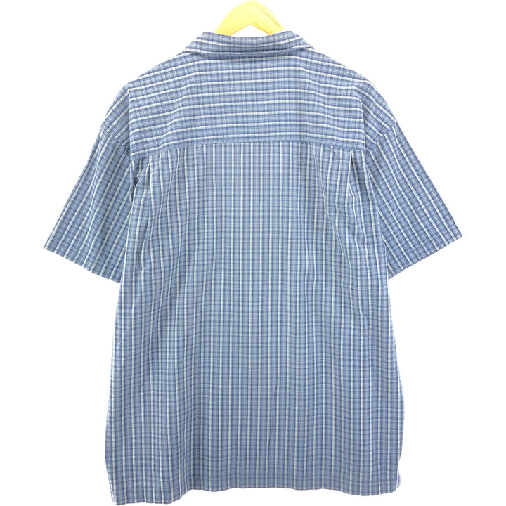 90'S Ralph Lauren Chaps Check Pattern Short Sleeve Open Collar Cotton Shirt Box Shirt Men's L Size cotton gray type Vintage Second Hand