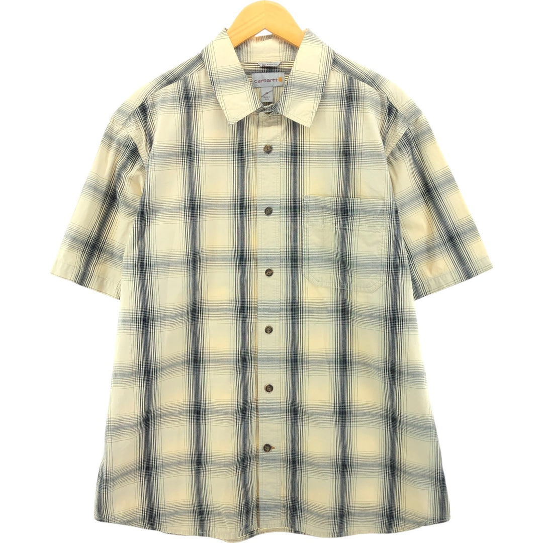 Carhartt Relaxed Fit Ombre Check Short Sleeve Work Shirt, Men's XL cotton ivory Vintage Second Hand