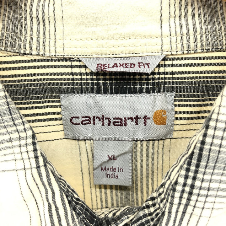 Carhartt Relaxed Fit Ombre Check Short Sleeve Work Shirt, Men's XL cotton ivory Vintage Second Hand