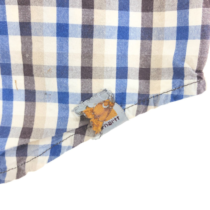 Carhartt RELAXED FIT Check Pattern Button-down Short Sleeve Work Shirt, Men's L size cotton blue type Vintage Second Hand