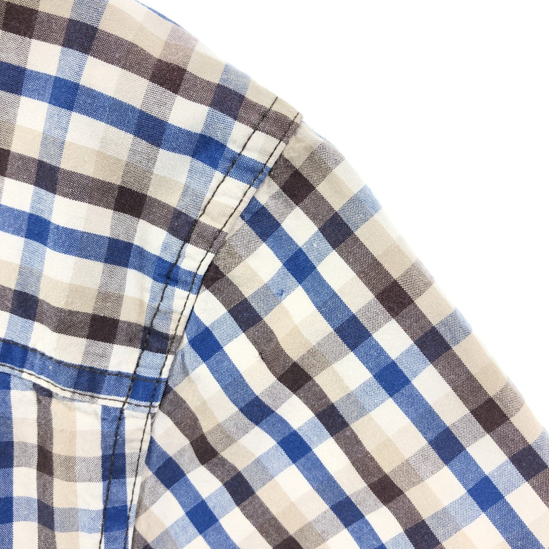 Carhartt RELAXED FIT Check Pattern Button-down Short Sleeve Work Shirt, Men's L size cotton blue type Vintage Second Hand
