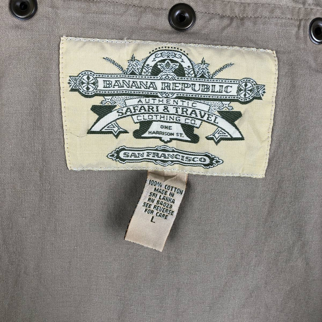 90'S Banana Republic Safari Vest, Men's Size L, Vintage cotton Beige type Vintage Second Hand