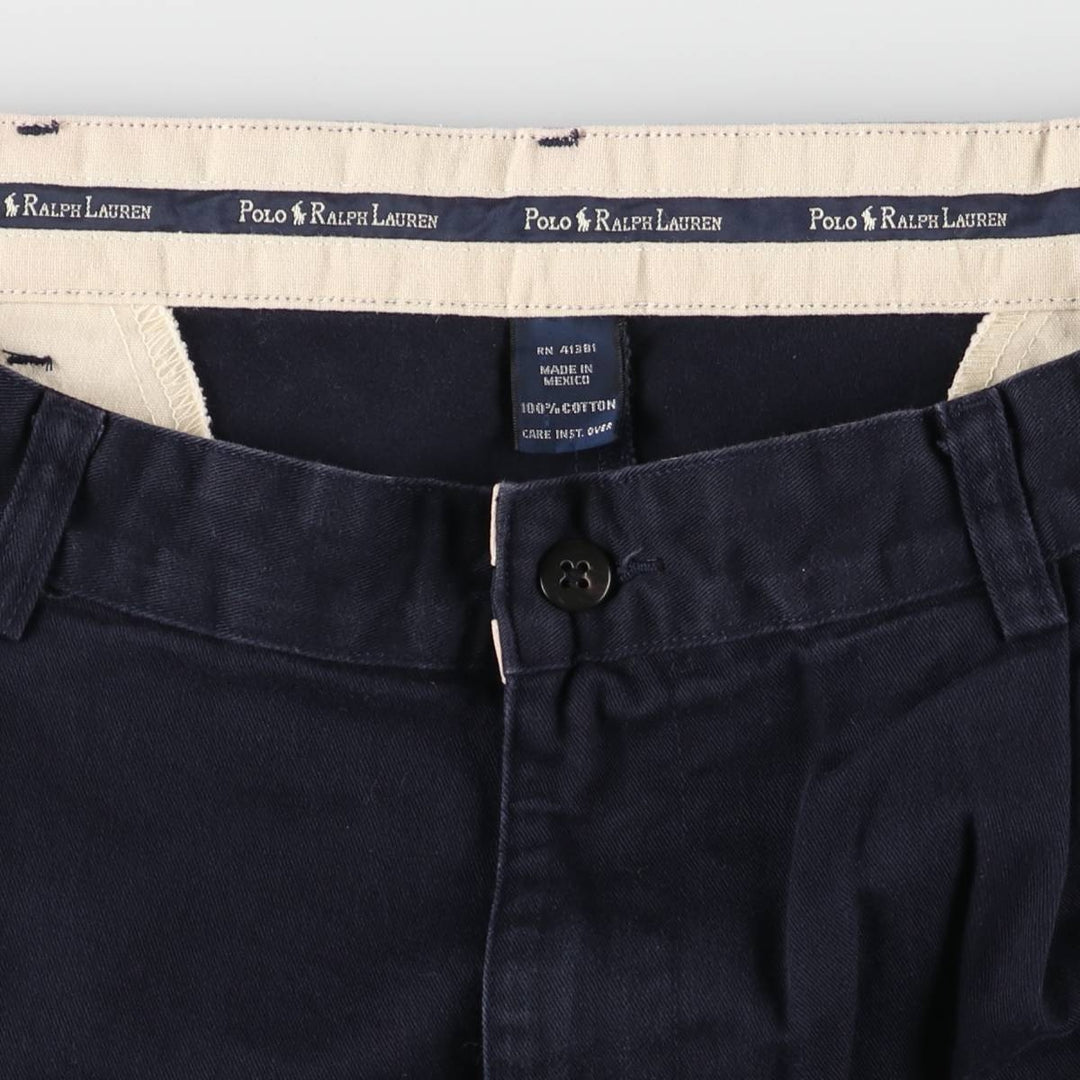Ralph Lauren POLO RALPH LAUREN Two-pleat chino pants for men, size W35 cotton navy blue type Vintage Second Hand