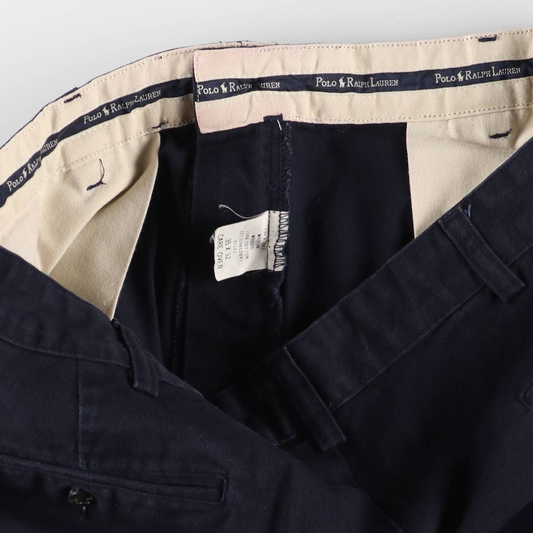 Ralph Lauren POLO RALPH LAUREN Two-pleat chino pants for men, size W35 cotton navy blue type Vintage Second Hand