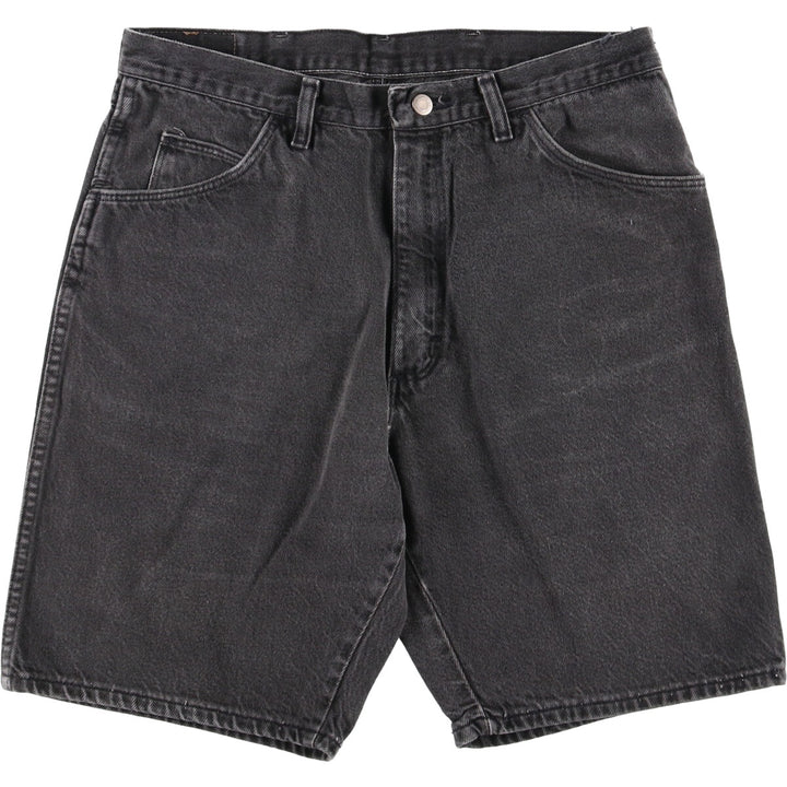 80s-90'S Wrangler Black Denim Shorts, Made in USA, Men's, W34, Vintage cotton gray type Vintage Second Hand