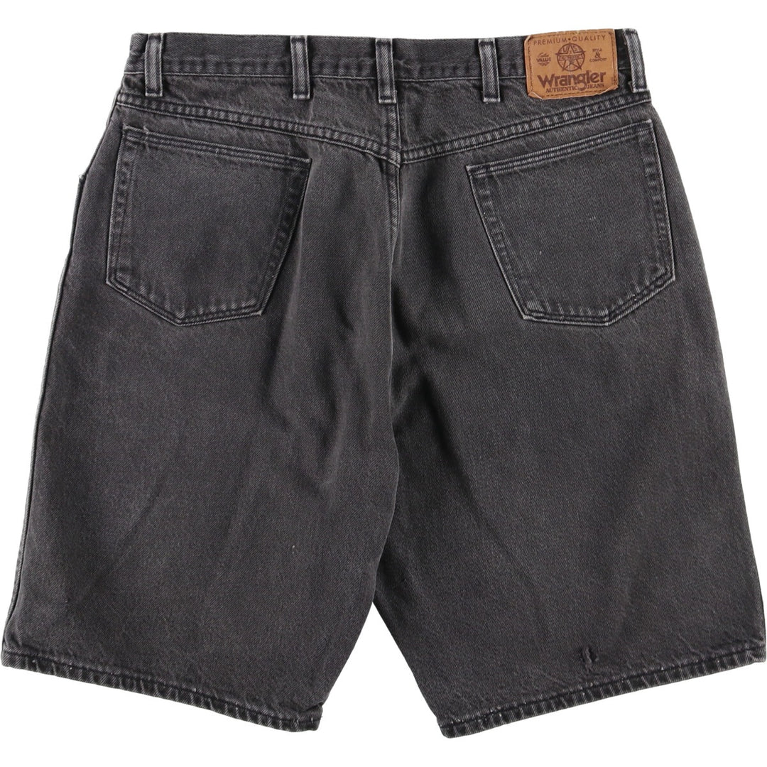 80s-90'S Wrangler Black Denim Shorts, Made in USA, Men's, W34, Vintage cotton gray type Vintage Second Hand