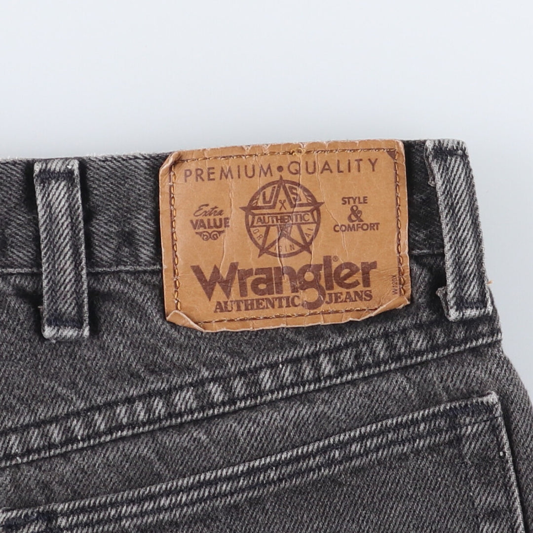 80s-90'S Wrangler Black Denim Shorts, Made in USA, Men's, W34, Vintage cotton gray type Vintage Second Hand