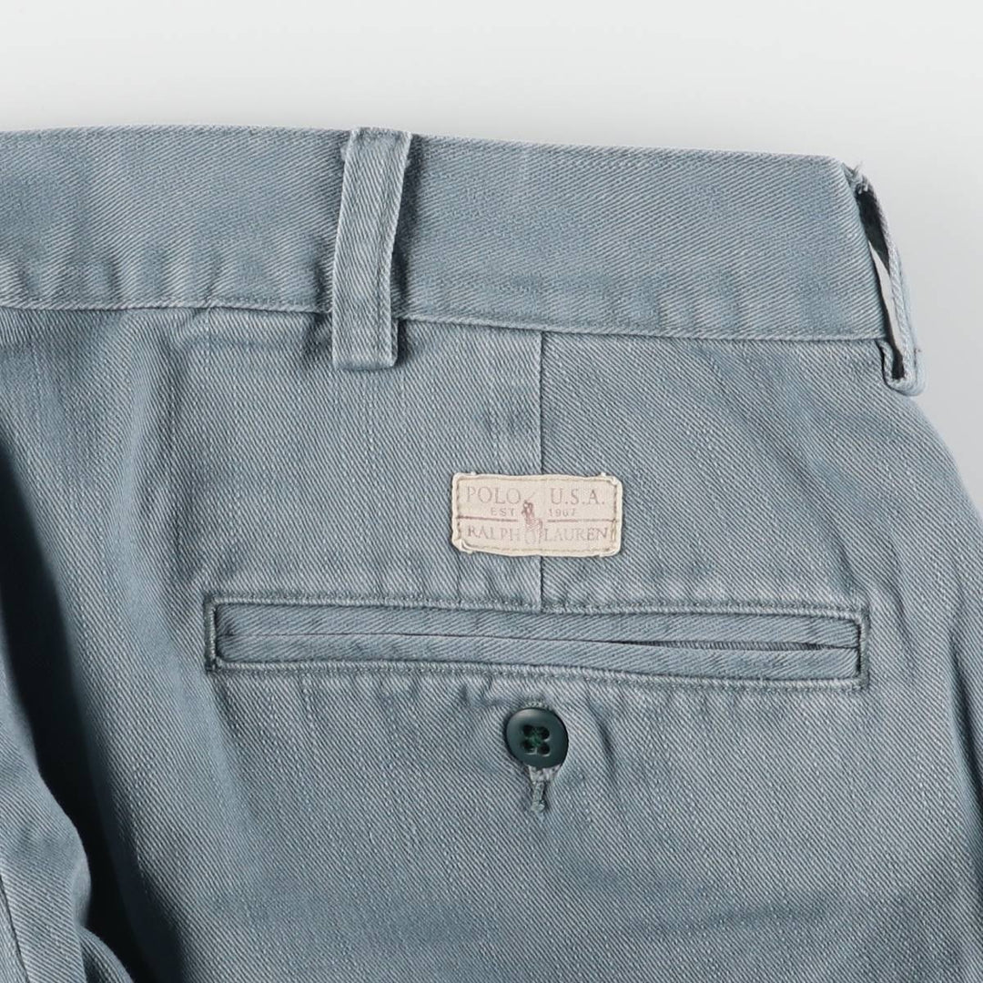 Ralph Lauren POLO by Ralph Lauren Two-pleat Chino Pants for Men, W33 equivalent cotton Blue type light blue Vintage Second Hand
