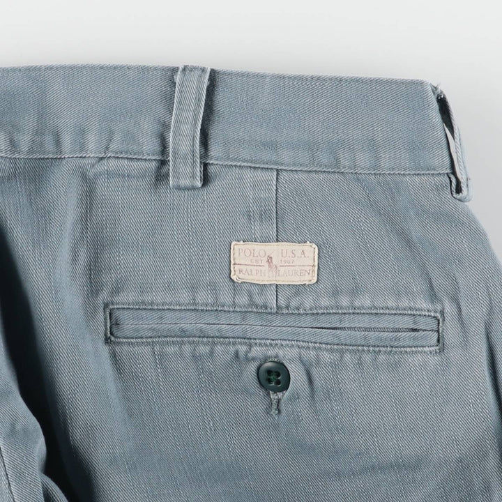 Ralph Lauren POLO by Ralph Lauren Two-pleat Chino Pants for Men, W33 equivalent cotton Blue type light blue Vintage Second Hand