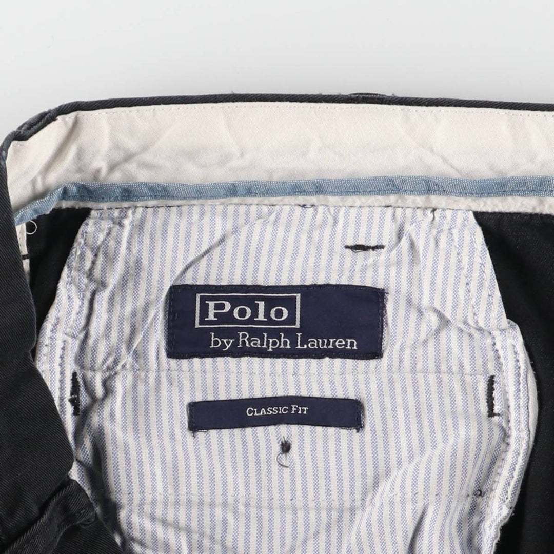 Ralph Lauren POLO by Ralph Lauren CLASSIC FIT two-pleat chino pants for men, size w36 cotton black type Vintage Second Hand