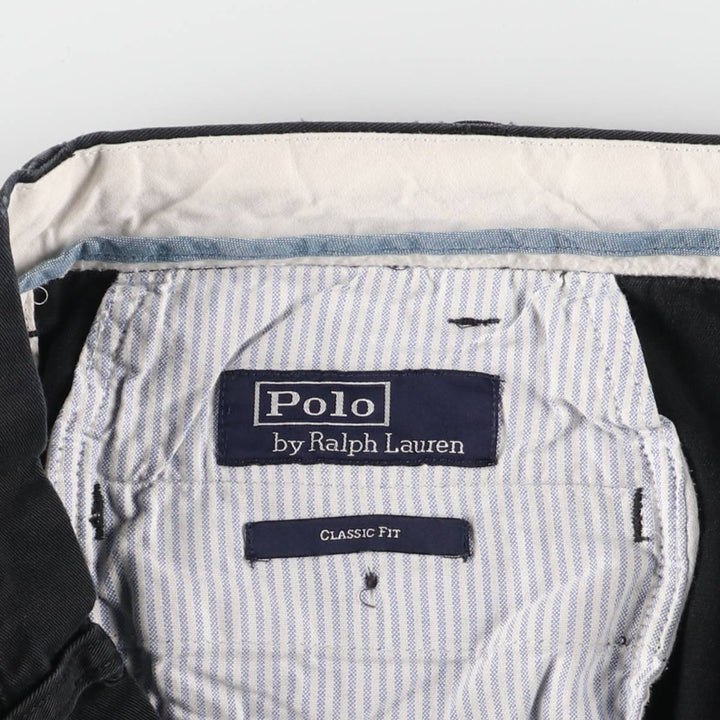 Ralph Lauren POLO by Ralph Lauren CLASSIC FIT two-pleat chino pants for men, size w36 cotton black type Vintage Second Hand