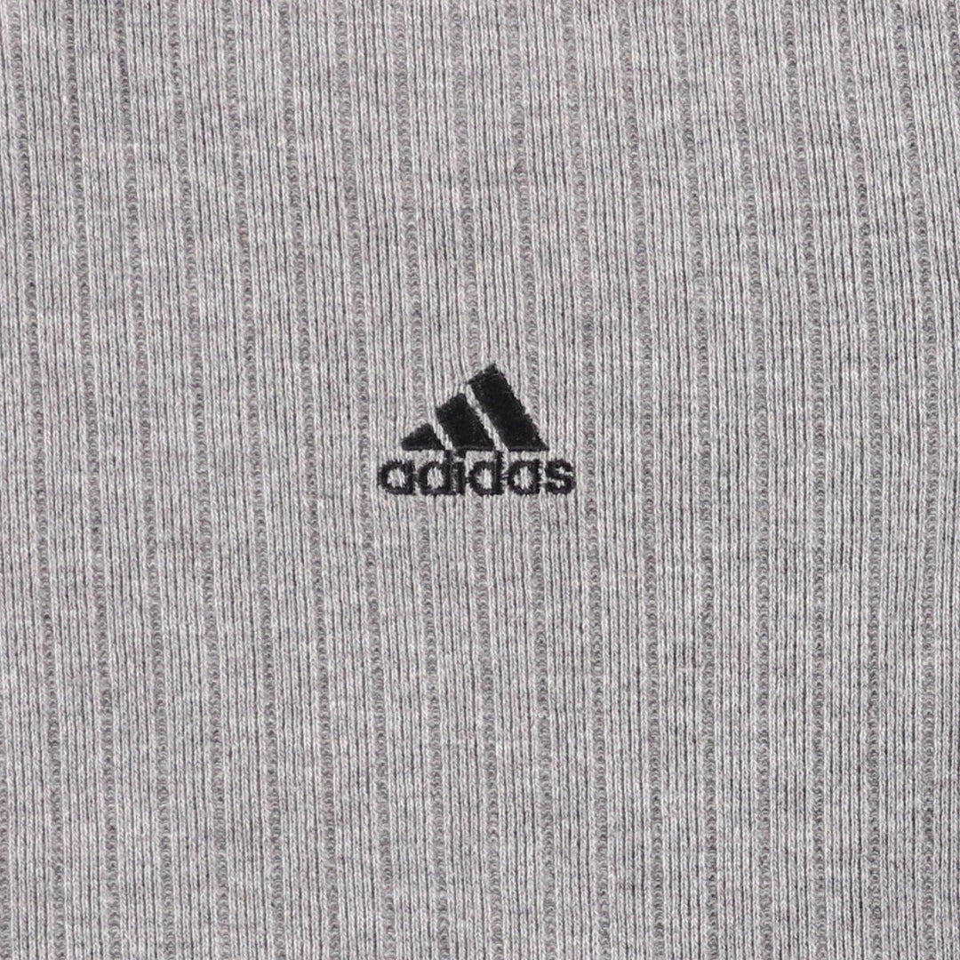 90'S Adidas V-neck T-shirt, men's size L, vintage cotton gray type Vintage Second Hand