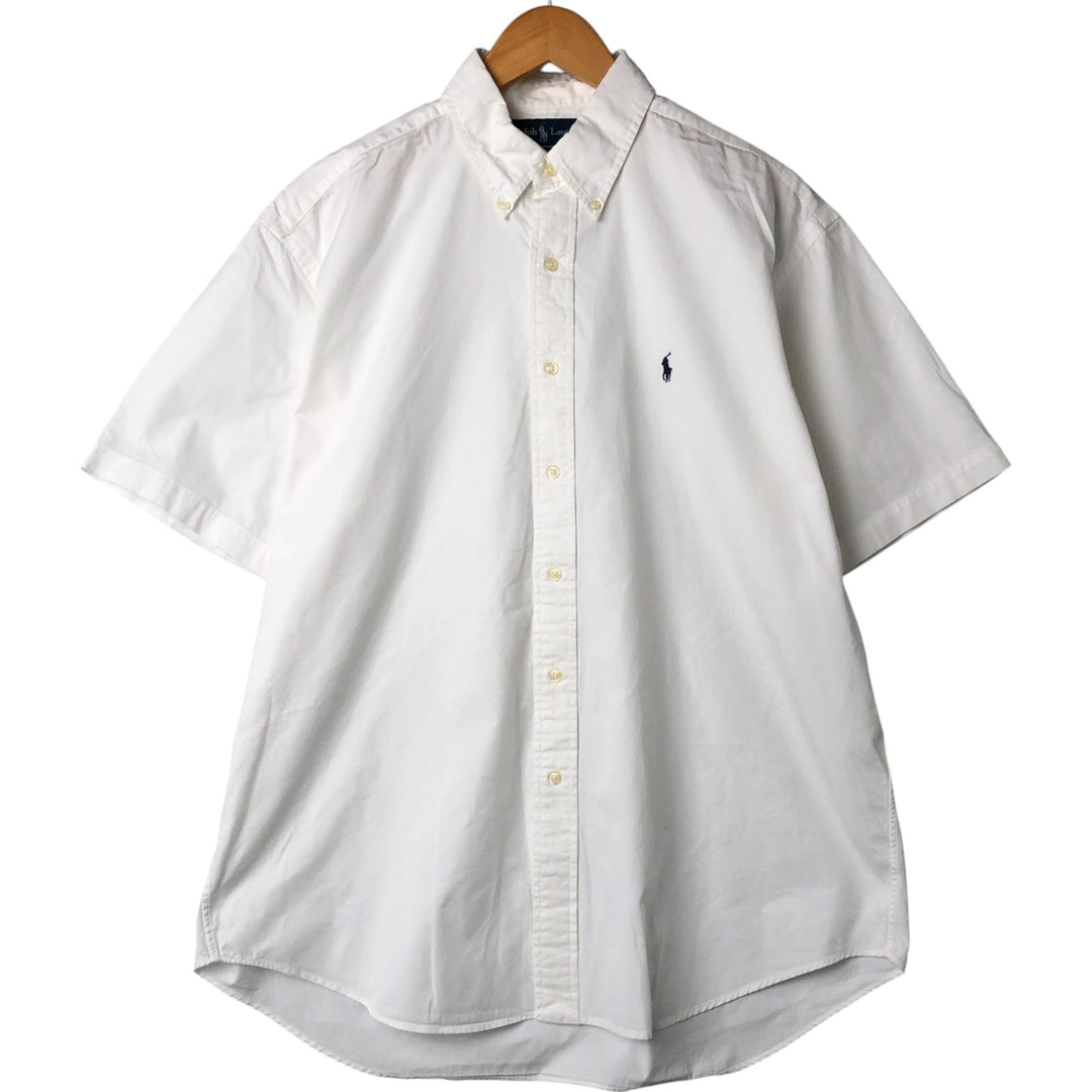 Ralph Lauren BLAKE short sleeve button down shirt, men's size L cotton white type Vintage Second Hand