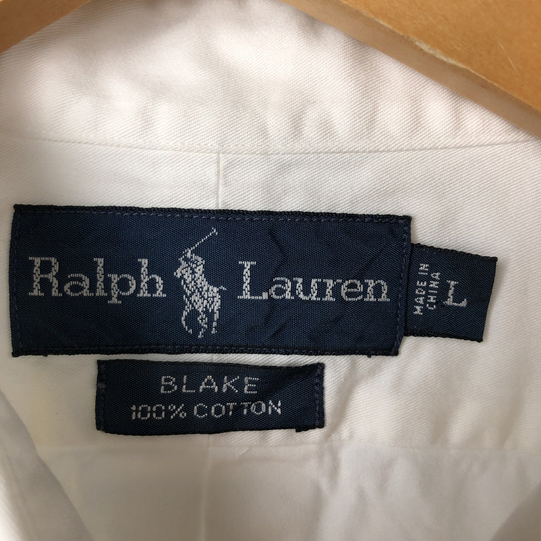 Ralph Lauren BLAKE short sleeve button down shirt, men's size L cotton white type Vintage Second Hand