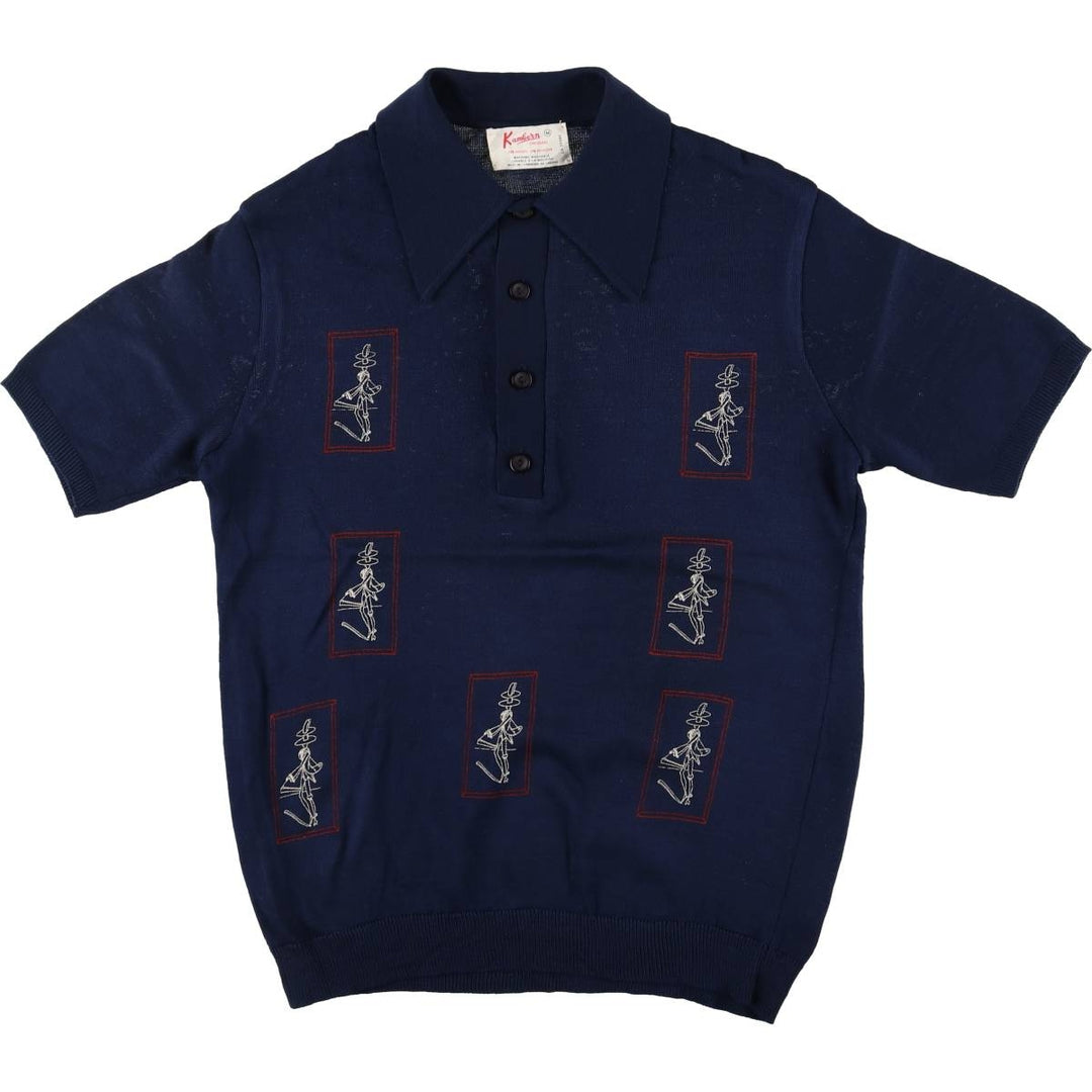 Vintage 70'S KAMBERN short sleeve polo shirt made in Canada, size M for men others navy blue type Vintage Second Hand