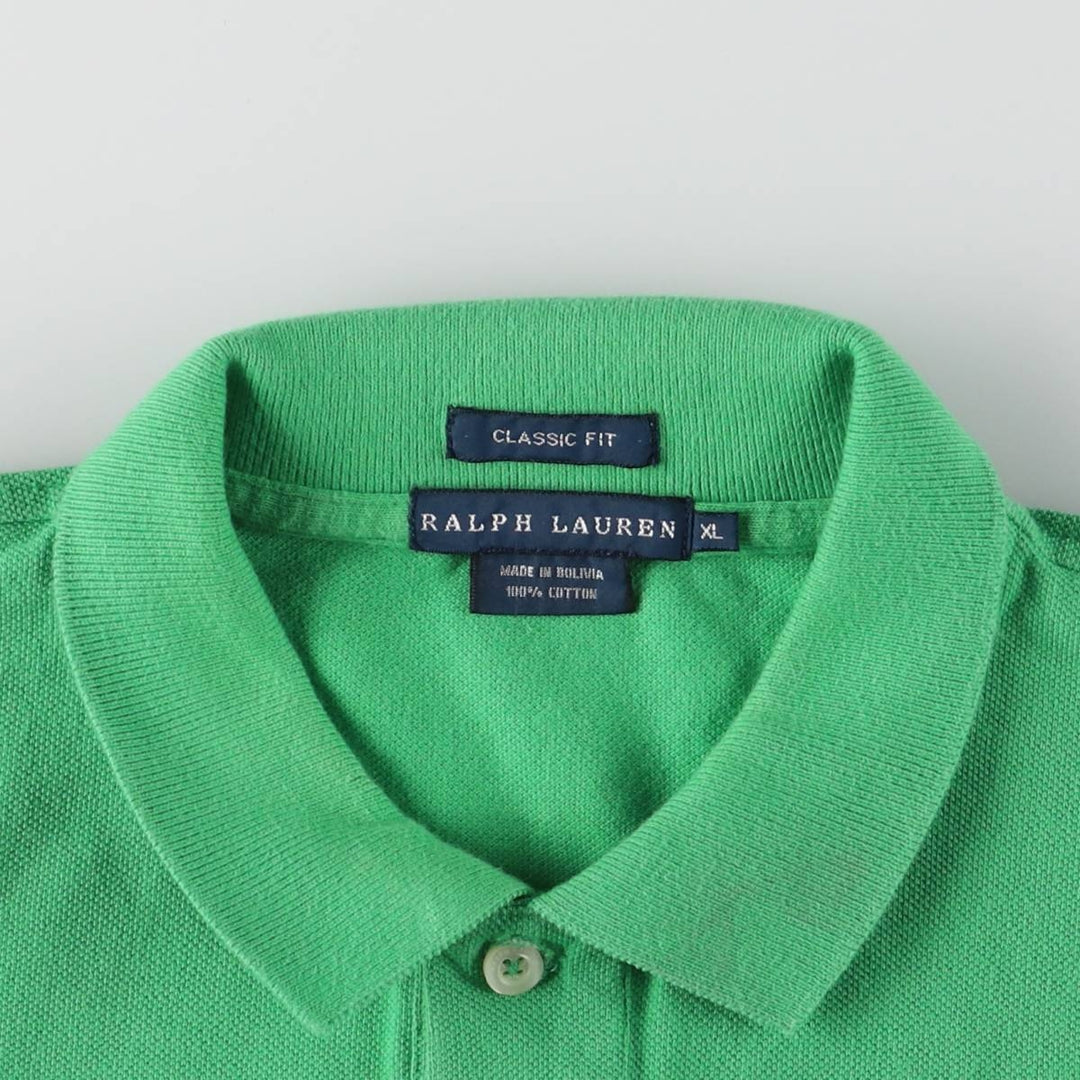 Ralph Lauren Classic Fit Short Sleeve Polo Shirt Women's XL cotton green type Vintage Second Hand