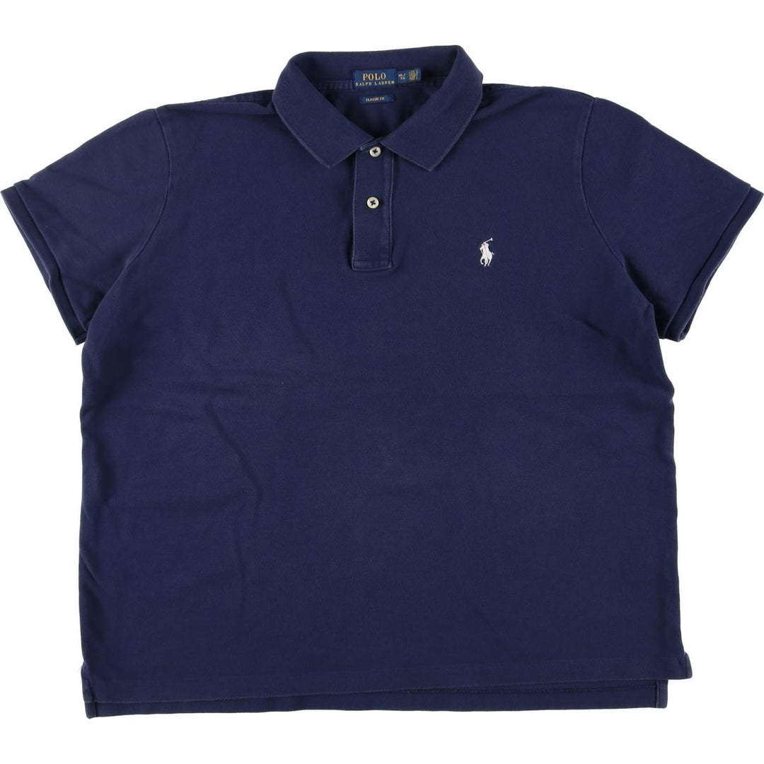 Ralph Lauren POLO RALPH LAUREN CLASSIC FIT short sleeve polo shirt for women, size XL cotton navy blue type Vintage Second Hand