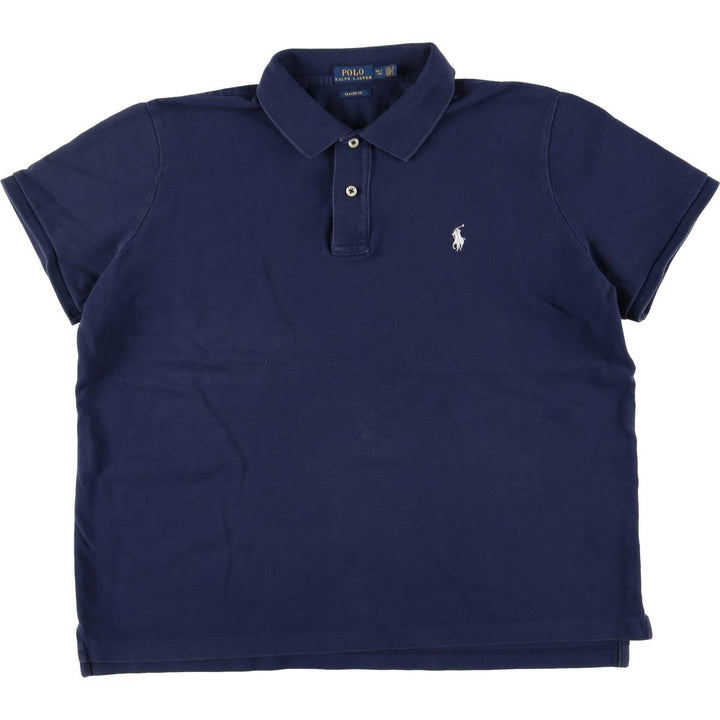 Ralph Lauren POLO RALPH LAUREN CLASSIC FIT short sleeve polo shirt for women, size XL cotton navy blue type Vintage Second Hand
