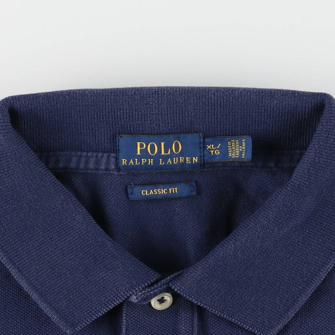 Ralph Lauren POLO RALPH LAUREN CLASSIC FIT short sleeve polo shirt for women, size XL cotton navy blue type Vintage Second Hand