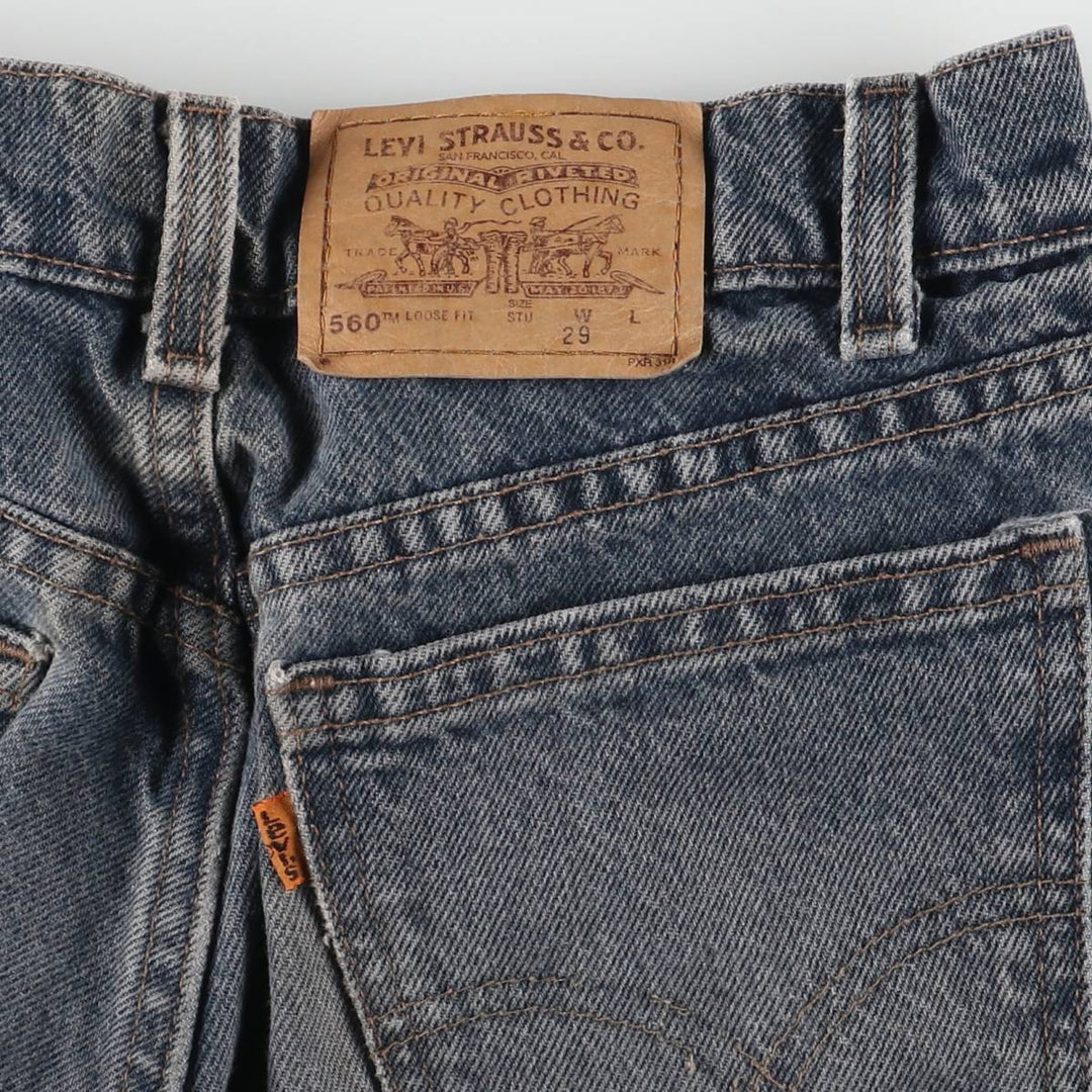 90'S Levi's 560 LOOS FIT STUDENT Orange Tab Denim Shorts Made in USA Women's L (w29) Vintage cotton black type Vintage Second Hand