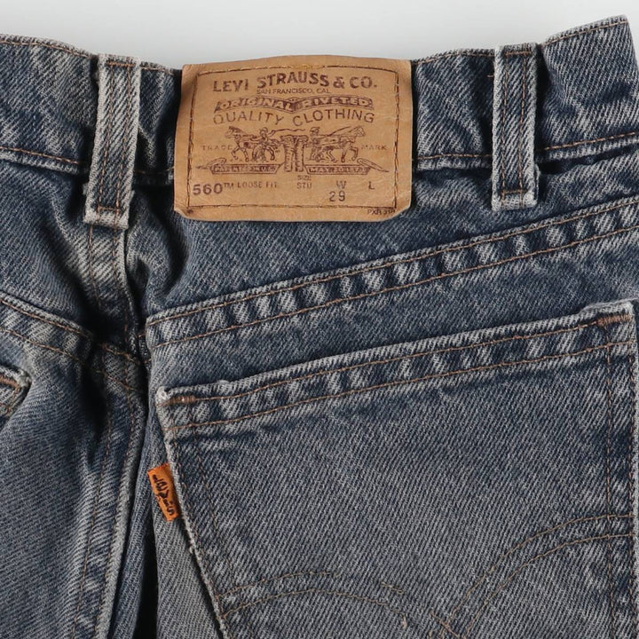 90'S Levi's 560 LOOS FIT STUDENT Orange Tab Denim Shorts Made in USA Women's L (w29) Vintage cotton black type Vintage Second Hand