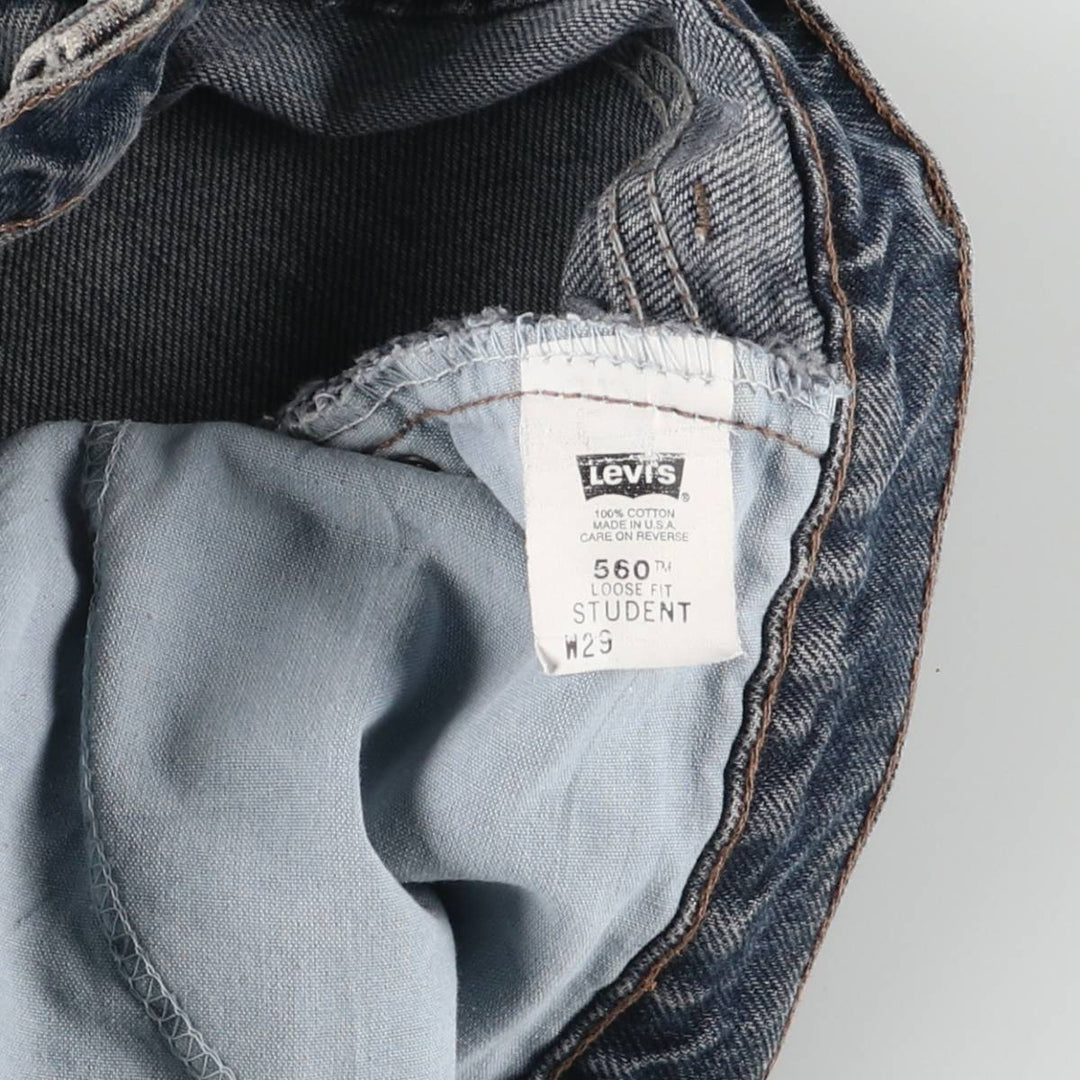 90'S Levi's 560 LOOS FIT STUDENT Orange Tab Denim Shorts Made in USA Women's L (w29) Vintage cotton black type Vintage Second Hand