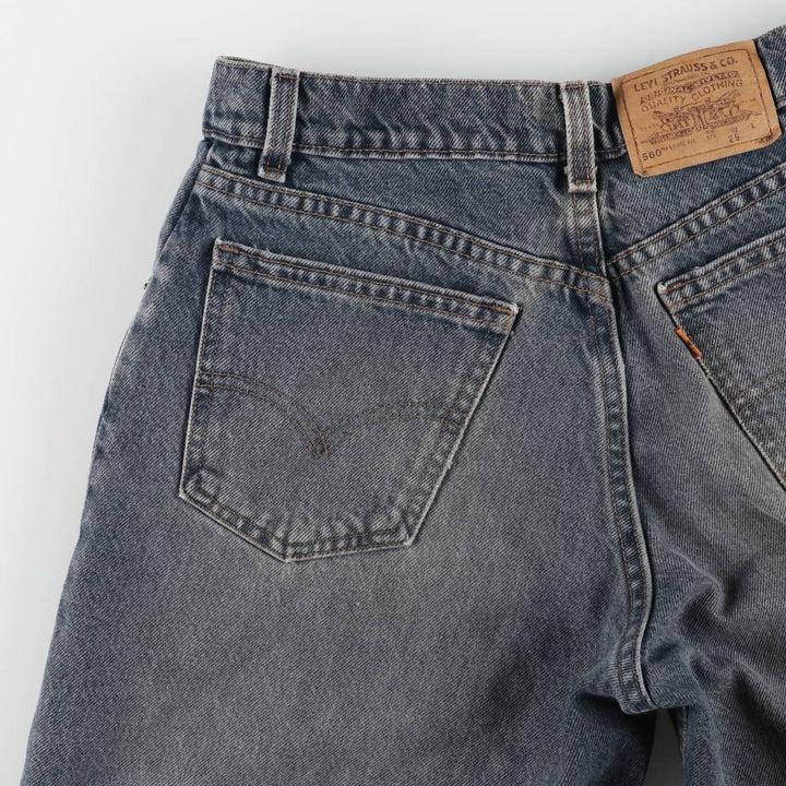 90'S Levi's 560 LOOS FIT STUDENT Orange Tab Denim Shorts Made in USA Women's L (w29) Vintage cotton black type Vintage Second Hand