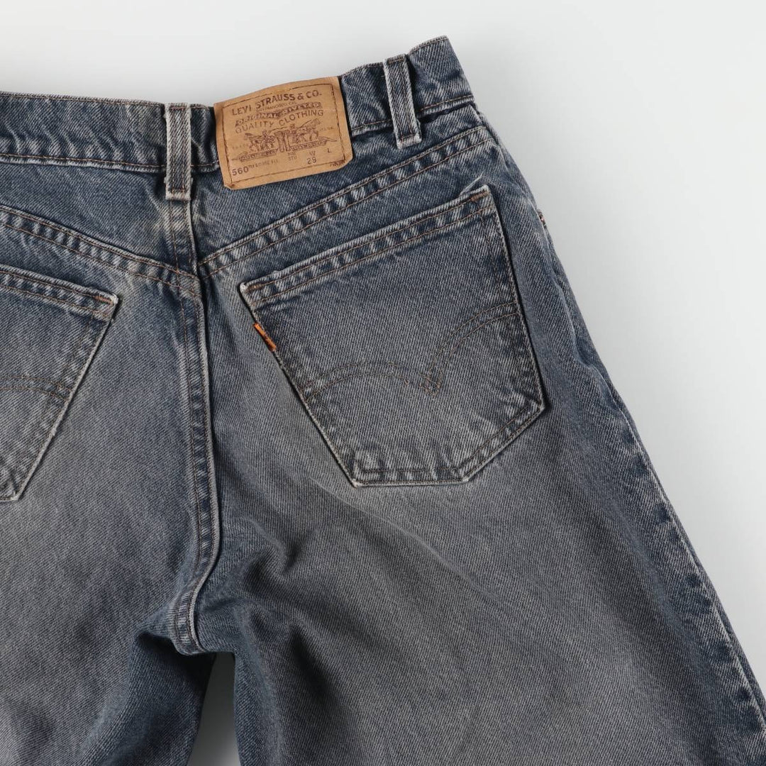 90'S Levi's 560 LOOS FIT STUDENT Orange Tab Denim Shorts Made in USA Women's L (w29) Vintage cotton black type Vintage Second Hand