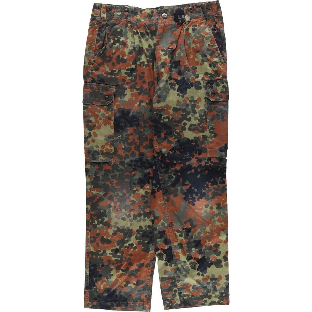 90'S German Military Camouflage Pattern Fleckter Camo Military Cargo Pants 165-175 cotton Khaki type Vintage Second Hand