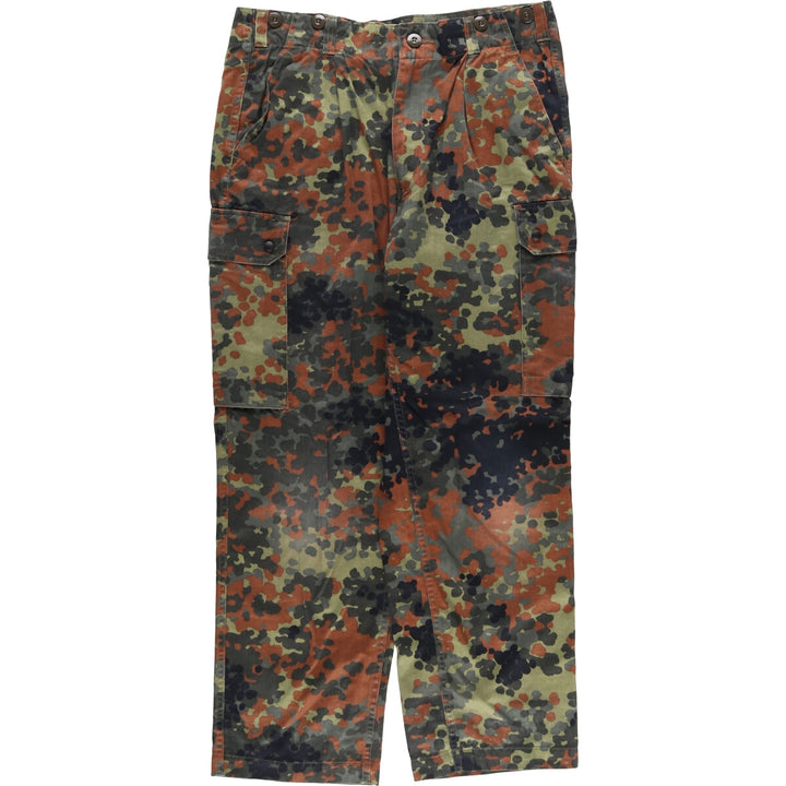 90'S German Military Camouflage Pattern Fleckter Camo Military Cargo Pants 165-175 cotton Khaki type Vintage Second Hand