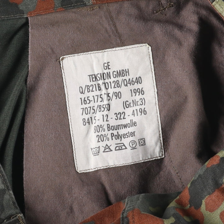 90'S German Military Camouflage Pattern Fleckter Camo Military Cargo Pants 165-175 cotton Khaki type Vintage Second Hand