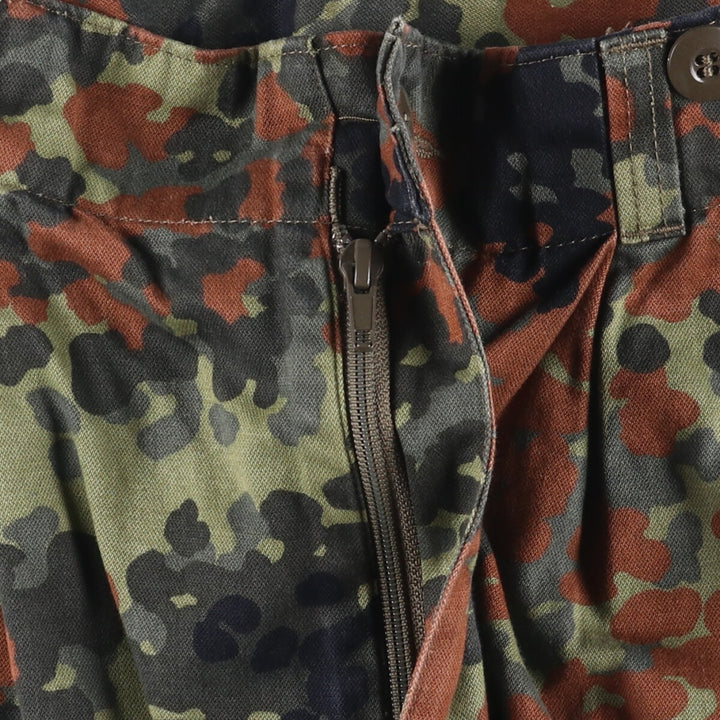 90'S German Military Camouflage Pattern Fleckter Camo Military Cargo Pants 165-175 cotton Khaki type Vintage Second Hand