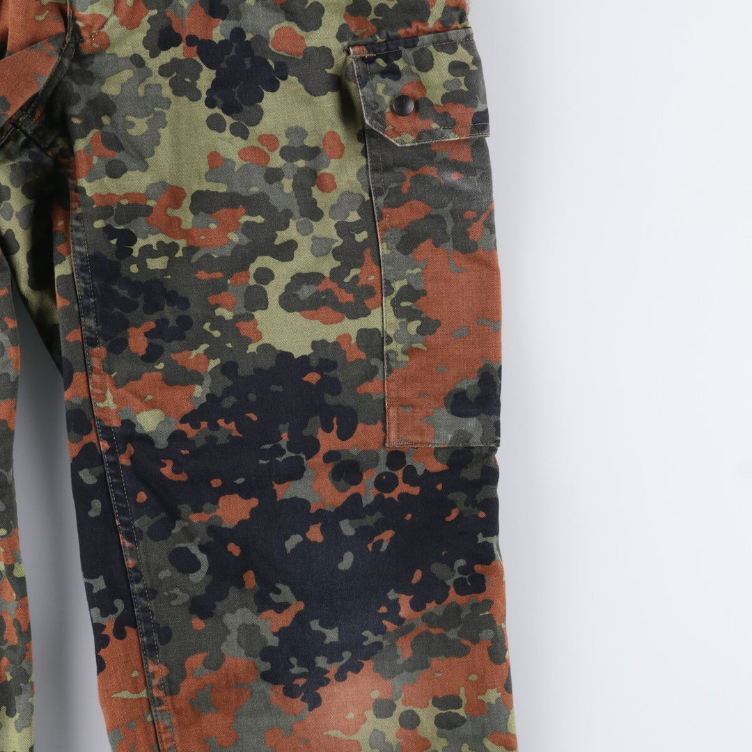 90'S German Military Camouflage Pattern Fleckter Camo Military Cargo Pants 165-175 cotton Khaki type Vintage Second Hand