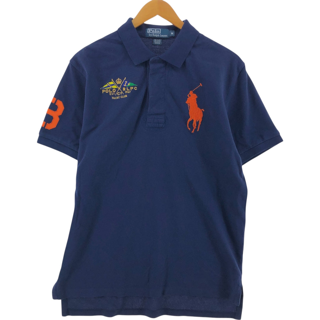 Ralph Lauren POLO by Ralph Lauren Big Pony short sleeve rugby shirt, men's size M cotton navy blue type Vintage Second Hand