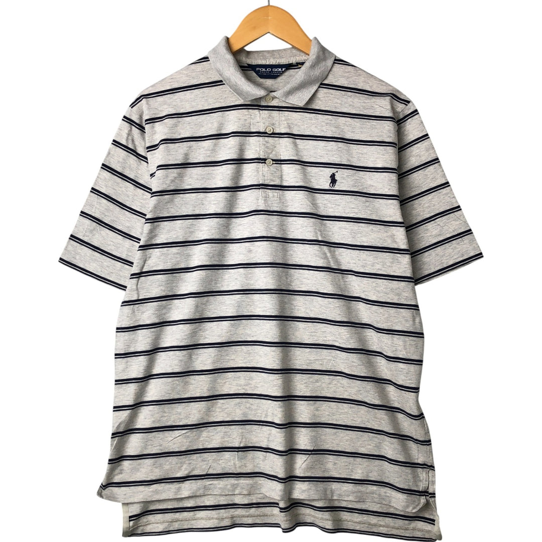 Ralph Lauren POLO GOLF Short Sleeve Striped Polo Shirt Men's Size L Pima Cotton gray type Vintage Second Hand