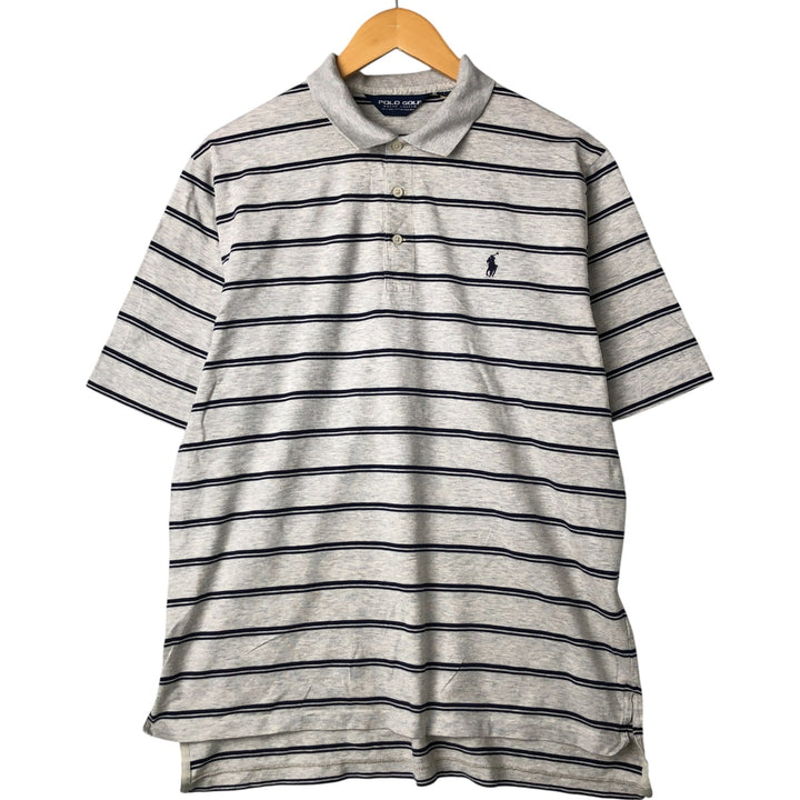 Ralph Lauren POLO GOLF Short Sleeve Striped Polo Shirt Men's Size L Pima Cotton gray type Vintage Second Hand