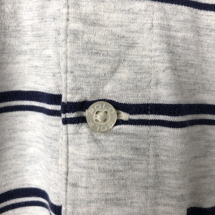 Ralph Lauren POLO GOLF Short Sleeve Striped Polo Shirt Men's Size L Pima Cotton gray type Vintage Second Hand