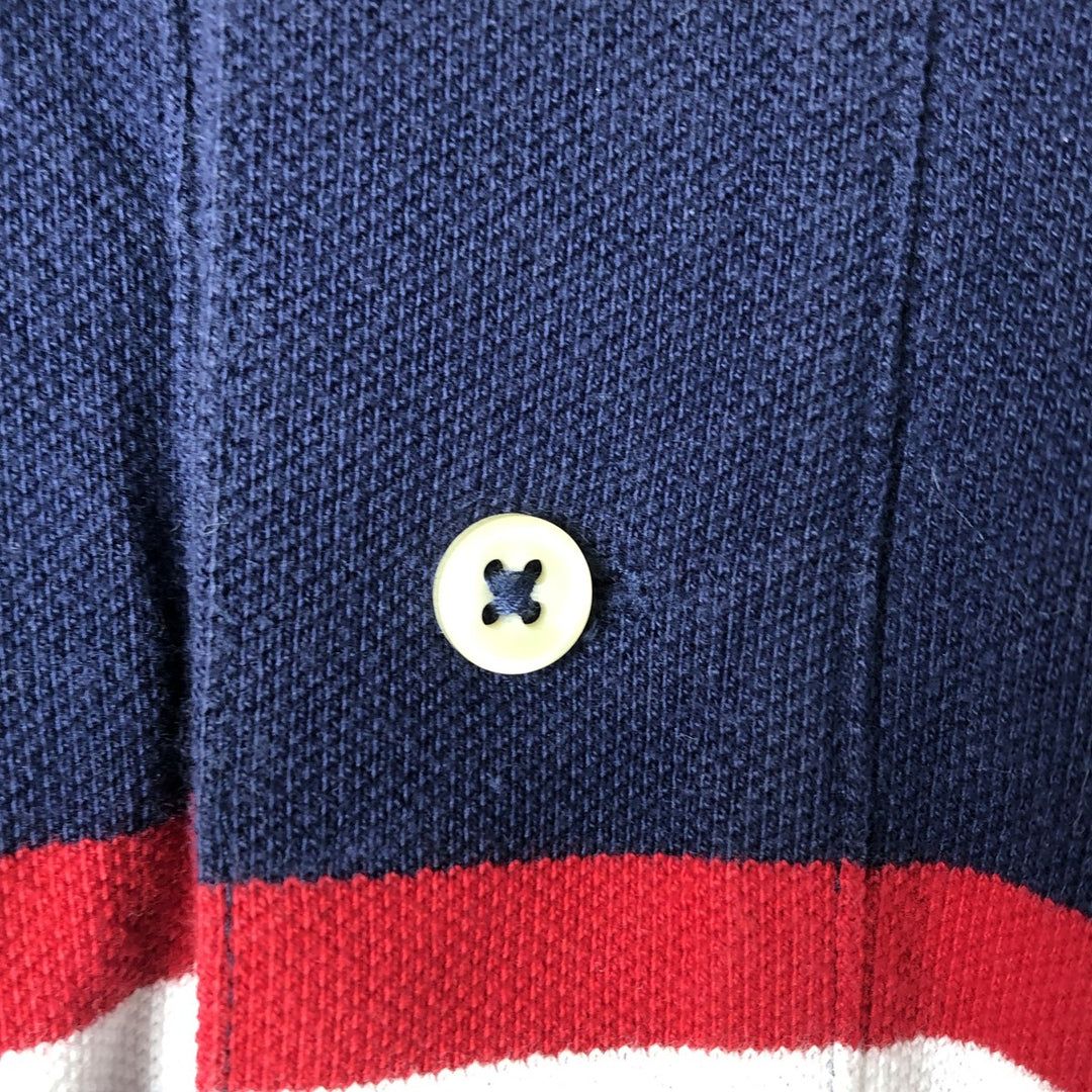 Ralph Lauren POLO by Ralph Lauren short sleeve striped polo shirt, men's XL size cotton navy blue type Vintage Second Hand
