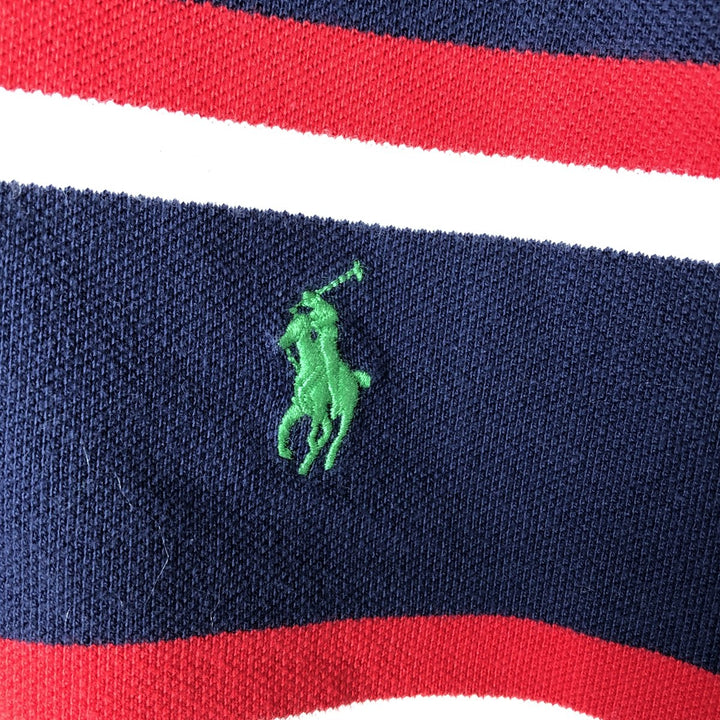 Ralph Lauren POLO by Ralph Lauren short sleeve striped polo shirt, men's XL size cotton navy blue type Vintage Second Hand